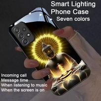 Lotus Buddha Colorful Luminous Phone Case For Samsung S26 S25 S24 S23 FE S22 S21 Ultra Plus Z Fold 7 6 5 LED Light Shining Cover S23 Plus gray