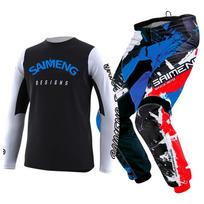 Vaikiški motokroso marškinėliai, kelnės, žali, juodi, 3, 4, 5, 6, 7, 8, 9, 10 metų, visureigių kostiumas, mėlynas, oranžinis, enduro, krosas, berniukas ir mergaitė. XXL-28 blue