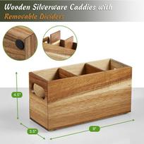Wooden Desktop Compartment Storage Box, Simple Kitchen Utensil Packaging Storage Box, Portable Miscellaneous Sorting Box (as the picture,22.9X8.9X11.4cm)