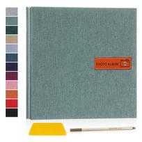 Retro Burlap Self-Adhesive Photo Album - Large Capacity DIY Family Album 16-inch 20 pages žolės žalia spalva
