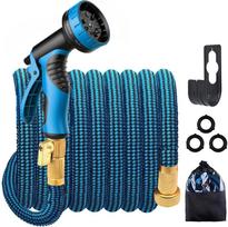 Automatic Retractable Garden Sprinkler & High-Pressure Water Gun with Soft Hose for Flower Watering, Landscape, and Car Wash. Original Length 2.5m, Extends to 7.5m (25FT) blue