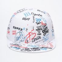 All-Over Letter Print Graffiti Baseball Cap Flat Brim Adjustable Snapback Cap Sun Protection Sunshade Hats For Man Women Unisex balta