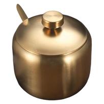 Rusts Resistant Stainless Steel Spices Canisters Golden Handle Accuracy Spoon Included Durable Storage For Spices L