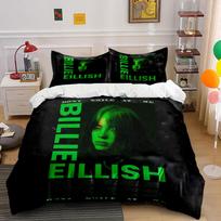 Billie Eilish Green Bedding Set Bedding Duvet Cover Set Duvet Cover Pillowcases  (1*Duvet Cover 2*Pillowcases, without duvet insert) 135x200cm white