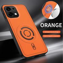 For Oppo A6 Pro Case Luxury Magnetic Frosted Skin-Friendly PU Leather Cover For OPPO A6 Pro Shockproof For Magsafe Funda OPPO A6 Pro oranžinė