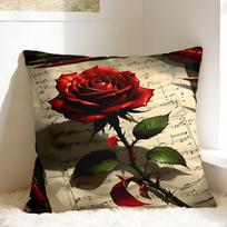 Valentines Day Romantic Red Rose Pillow Case  Novelty Pillow Cover Design Pillowcases For Chair Sofa Home Decor 30X30CM