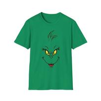 Grinčo veido unisex marškinėliai, žali kalėdiniai marškinėliai, šventinis marškinėlis, juokingas grafinis topas, L blue