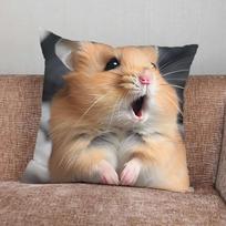 Home Decor Funny Sad Hamster Emoticon Pillowcase Suitable For Bedroom Car Office Living Room Sofa Cushion Cover 16x16Inch beige