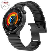 22mm Titanium Band for Huawei Watch GT 6 Pro 46mm GT 5 Pro Watch 4 Pro Ultimate Rubber Metal Strap for Amazfit Active 2 Balance 22mm black