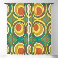 Orange Mid-Century Modern Circle Light Blockingcurtains 3D Pattern Printwindow Curtains For Bedroom Space Living Space Decortreatments 100W130H(CM)40x51in&Grommet Top black
