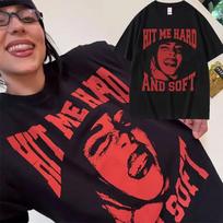 2026 Summer Singer Billie Eilish Hit Me Hard And Soft Printed Cotton Tshirt Unisex And Unisex Summer Clothing Fashion Tshirt S red