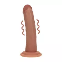 Dual Density Silicone Curved Vibrating Model 15.5cm Tan with Suction Cup