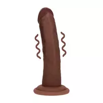 Dual Density Silicone Curved Vibrating Model with Suction Cup 15.5cm Brown