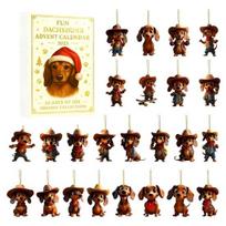 Yousheng Dachshund Christmas Advent Calendar 2025 24 Days Countdown Acrylic Dachshund Ornaments Cute Dog Lovers Holiday Decor Keepsakes 1 Set