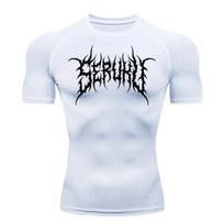 Workout T-Shirt Men's Compression Sports Shirt Running Short Sleeve Quick Drying Moisture-Wicking Sportswear Fitness Sweatshirt Elastic Top S white