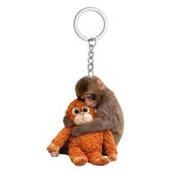 Slap The Monkey Keychain Pendant Double-Sided Acrylic Monkey Holding Toy Key Chain Backpack Handbag Accessories A brown