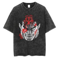 Berserk Guts Eclipse Vintage Washed Oversized TShirt  Unisex Dark Fantasy Anime Streetwear Tee L black