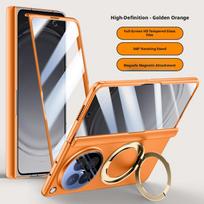 For Oppo Find N6 Case Skin Friendly Matte Magnetic 360° Rotating Bracket Folding Hinge with Film Lens Protection Hard Cover orange