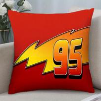 1Pc Cars Lightning Mcqueen 95 Printed Throw Pillow Cover,Suitable For Sofa, Bedroom, Living Room, A Unique Gift For Racing Fans. Peach skin 18*18(CM)-1Pcs yellow