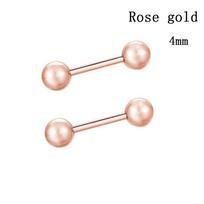 Unisex Barbell Women Round Studs Gold Fashion Jewelry Stud Earrings Earrings Stainless Steel Ball 3mm rožinio aukso spalvos