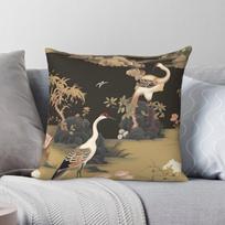 Black Jungle Crane Chinoiserie Square Pillowcase Polyester Linen Velvet Creative Zip Decor Pillow Case Sofa Cushion Cover 30X30CM black