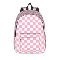Rožinis languotas kuprinė vyrams moterims kasdienė mokyklos darbo dienos krepšys Nodic geometrijos nešiojamojo kompiuterio drobės krepšiai dovana S pink