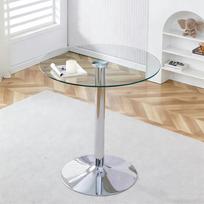 Modernus minimalistinis stiklinis baro stalas: 89 cm skersmens ir 92 cm aukščio, tai yra pasirinkimas lengvos prabangos konstrukcijai. 89 x 89 x 92 cm