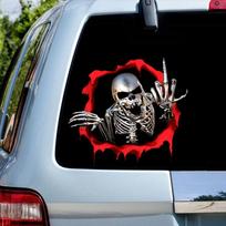 Automobilio lipdukas Motociklo lipdukai Skeletas Kaukolė kulkos skylėje Dekoratyviniai priedai Vandeniui atsparūs white