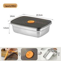 304 Stainless Steel Fresh-Keeping Bento Box with Plastic Lid – Portable, Food-Grade Storage for Fruit and More gray