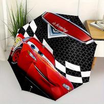Lightning McQueen,Cars Movie Fully automatic themed umbrella   8 ribs durable iron frame, tri fold compact design, perfect as a gift, travel red