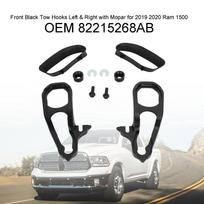 Priekiniai juodi vilkimo kabliai kairysis ir dešinysis su Mopar 82215268AB, skirti 2019 2020 Ram 1500