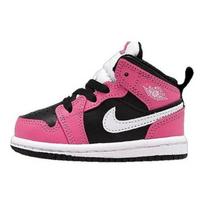 Air Jordan 1 Mid mid-top basketball shoes pink/black toddler synthetic leather 644507-002 25 black