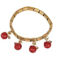 Italian Inspired Mixed Charm Bracelet Unique Apples and Chili Pendant Wristband Stainless Steel Women Bangle Jewelry 1 beige