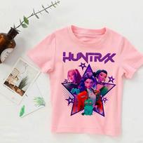 Vaikiški marškinėliai KPop Demon Hunters 2025 filmo įgula apvalia iškirpte animaciniai mergaičių berniukų marškinėliai kasdieniai kūdikių spaudiniai madingi kasdieniai mergaičių drabužiai 110 pink