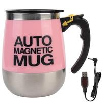 Terminis maišytuvas naujas kavos pieno maišymo puodelis nerūdijančio plieno automatinis savaime besimaišantis išmanusis maišytuvas 400 ml magnetinis puodelis 400ml rožinė