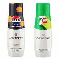 Set of 2 Sodastream syrup concentrates. Pepsi MAX Mango Zero Sugar + 7Up