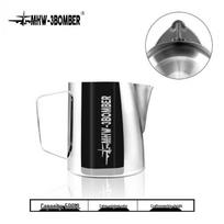 Bomber Latte Art Pitcher - Stainless Steel Milk Frothing Cup for Barista gray