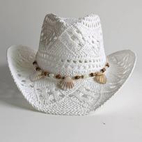 Corn husk material Cowboy Western Straw Hat Rhinestone accessories  with upturned brim sun protection cowboy hat sombrero cowboy M55-58cm gray