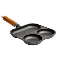 Cast Iron Non-stick 3-in-1 Breakfast Pan: Egg, Burger, and Steak Fryer. Breakfast Pan Only gray