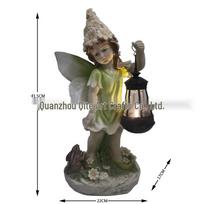 Creative Solar Fairy Resin Outdoor Lamp for Garden Decor gray