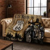Retro Route 66 kelionė po Ameriką Istorinis Motinos Kelias Meninė flanelinė antklodė, Jauki minkšta pledinė antklodė namams, miegamajam, lovai, sofai, dovana 100X150CM