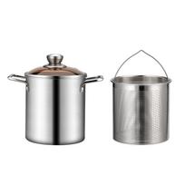 3L Deep Fryer Pot Small Stainless Steel Deep Frying Pot  Fish Pot Japanese Tempura Fry Pot for Kitchen French Fries Chicken gray