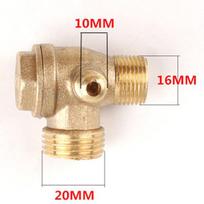 Gold Air Compressor 3-Port Brass Male Threaded Check Valve Connector Tools 1 Pcs