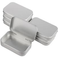 6 vnt. sidabrinė skardinė dėžutė su metaliniu vyrišku dangteliu, nešiojama tuščia skardinė dėžutė, Kalėdinė dovana 6Pcs white