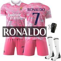Vaikų futbolo marškinėlių treniruočių komplektas 2024/25 Madrido futbolo apranga 7 marškinėliai Jaunimo sportinė apranga Ronaldo futbolo uniforma berniukams mergaitėms #16 rožinė
