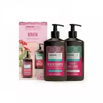 Arganicare Set: Keratin Hair Leave-In Conditioner, Shiny, 400 ml + Keratin Hair Shampoo, Repairing  AND  Nourishing, 400 ml