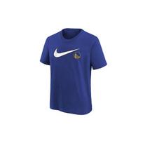 Nike X NBA Youth Golden State Warriors Round Neck Comfortable Casual Solid Color Short Sleeve T-Shirt Kids Tops Royal-Blue 3Z2B7NBBQ-WAR S blue