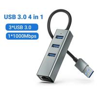 1000Mbps laidinė tinklo plokštė 4 IN 1 USB3.0 HUB adapteris USB3.0 Type-C į RJ45 Gigabit Ethernet keitiklis, skirtas MacBook PC gray