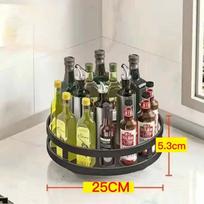 Kitchen Organizer Spices Rack 360° Rotating Seasoning Holder Storage Tray Multipurpose Storage Rack for Kitchen Countertop gray