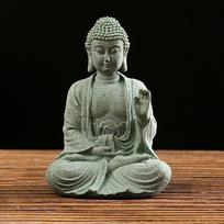 Sandstone Buddha Fish Tank Decoration Craft Micro Landscape Fish Tank Statue Meditation Buddha Buddha Zen Sculpture (as the picture,S) gray